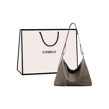 COMELY Cow Leather One Shoulder Crossbody Tote Hobo Bag Regular Women's Elephant Gray