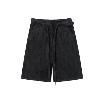 SIMPLE PROJECT Denim Shorts Unisex Black