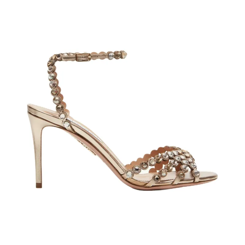 AQUAZZURA Tequila One Strap Sandals 8.5cm Women's Gold-1