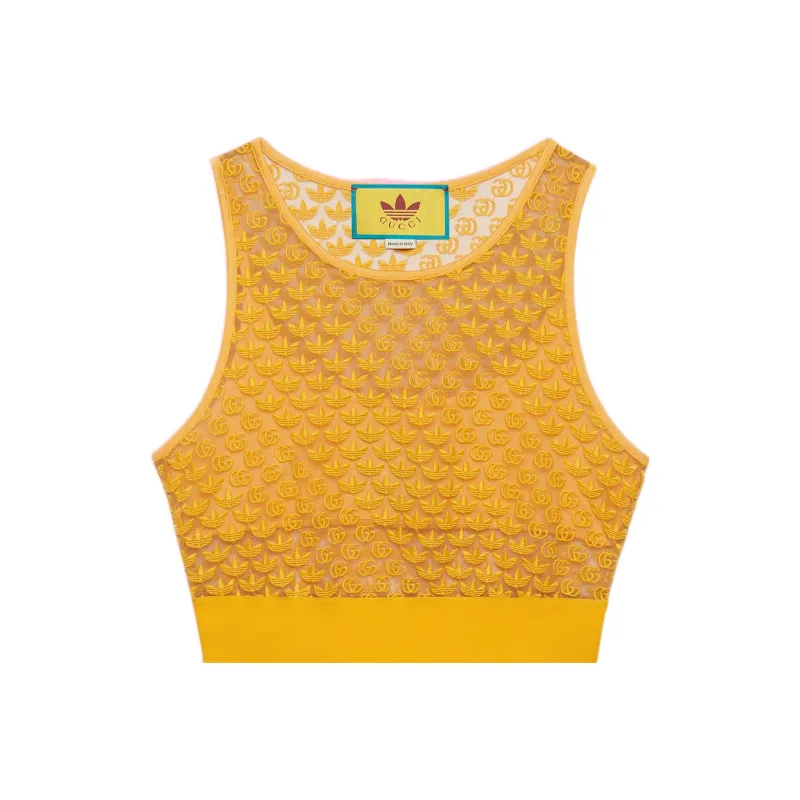 GUCCI X Adidas Gg Tulle Top Yellow-0