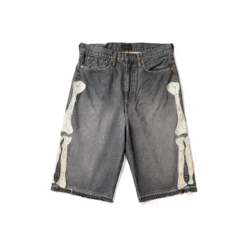 Kapital 14 Oz Denim 5P Bone Embroidery Shorts