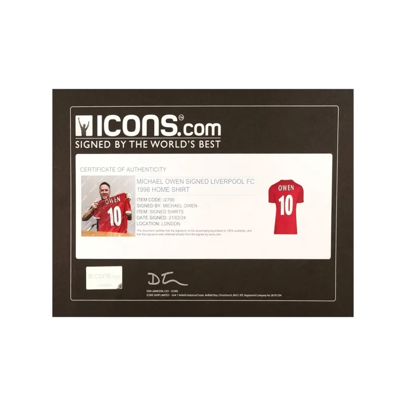 Huayitaojin Liverpool, Jersey Officially Signed Company Certificate With Icons, Framing Not Included Unisex-4
