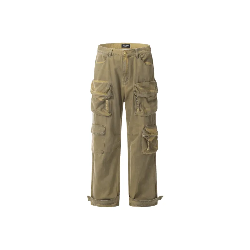 MT99 Casual Pants Unisex Trendy Dirty Beige Gray-4