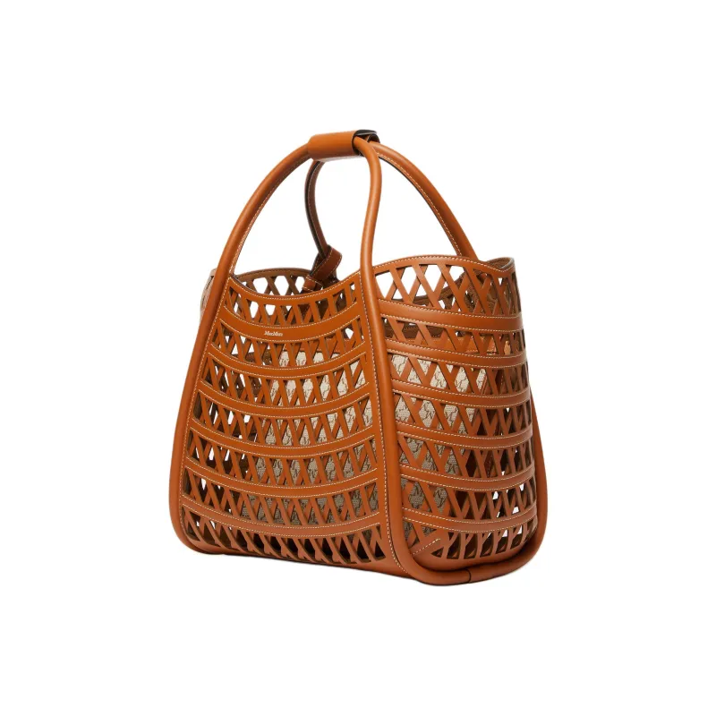MaxMara Leather Handbag Small Size Women's Light Brown-1