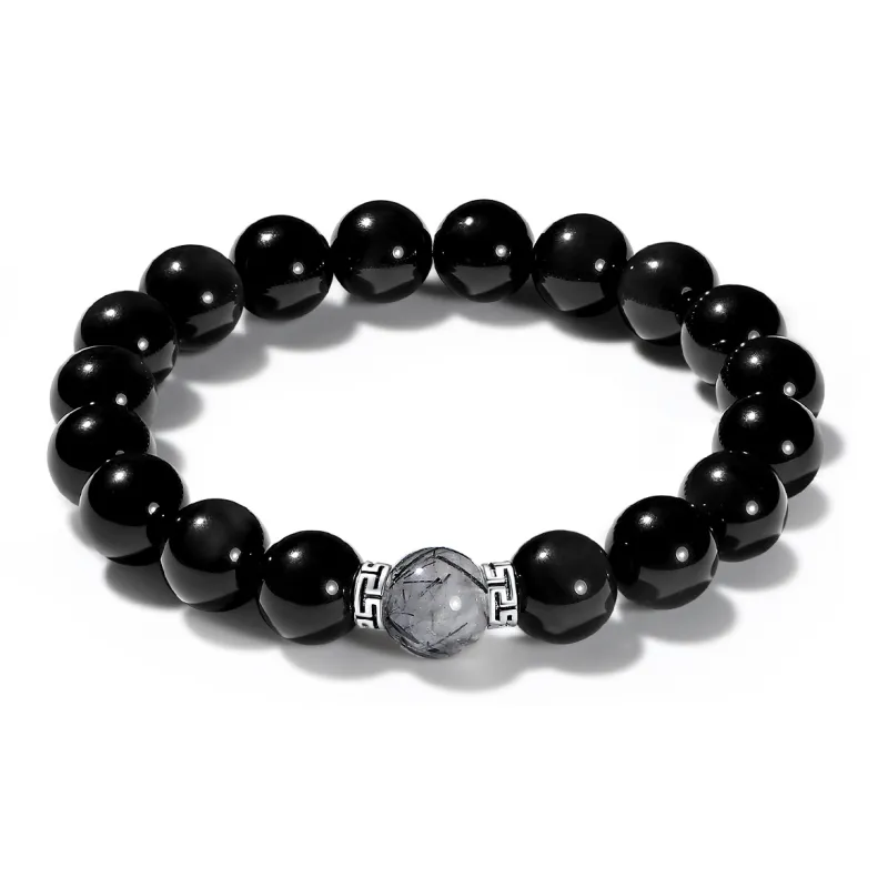 PUTUOSHANWENCHUANG Obsidian Bracelets Unisex-0