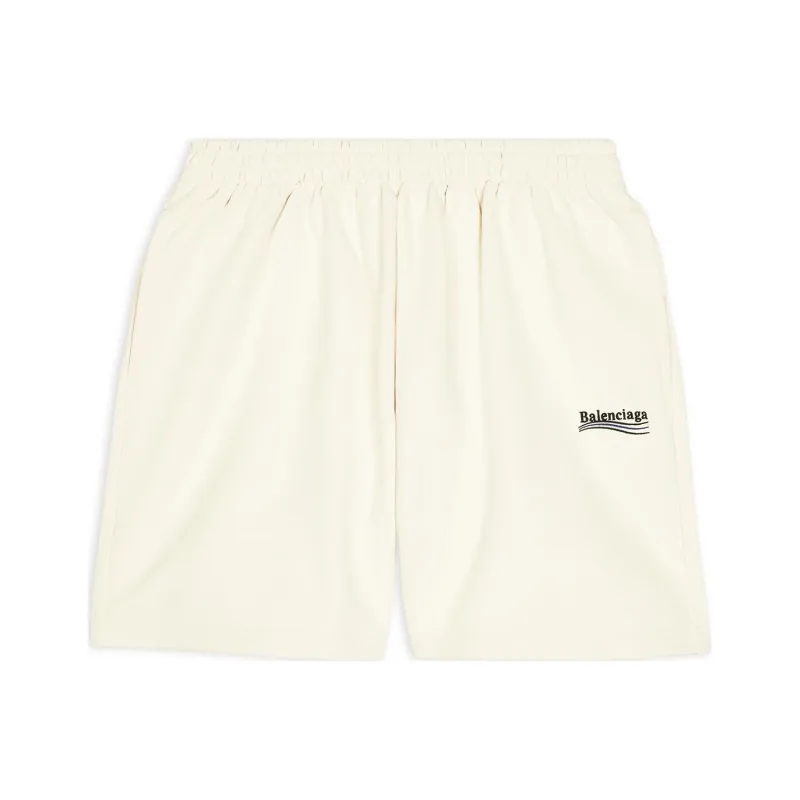 Balenciaga Political Campaign Casual Shorts Regular Fit Men's Ecru-0