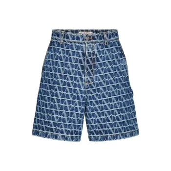 Valentino SS24 Denim Shorts Men's Dark Blue