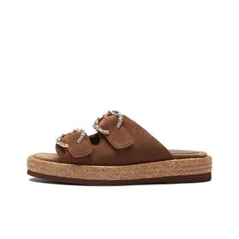 Le Saunda Rubber Sole Abrasion Resistant Slide Slippers Women's Cinnamon Brown