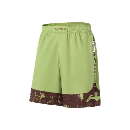 LiNing Badfive Casual Shorts sailing Men's Moss Green Earth Umber All Over Print