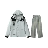 Set (White Gray Top+Yellow Mud Pants)