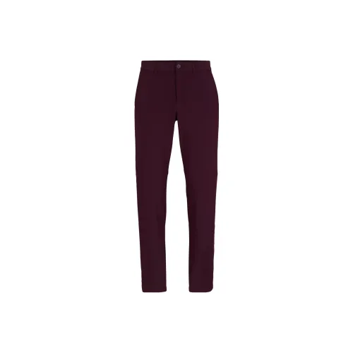 HUGO BOSS Slim Fit Chinos In Easy Iron Four Way Stretch Fabric Casual Pants Men's Maroon