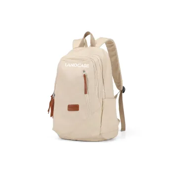 LANDCASE Fabric Backpack Laptop Backpack Regular Unisex Obsidian Black/Pearl White/Caramel Brown