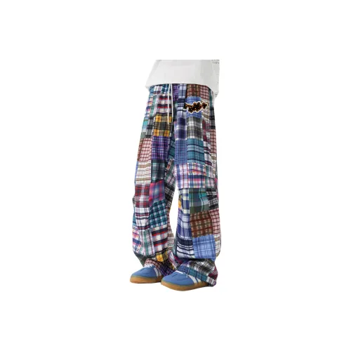 *EVAE+MOB Casual Pants Unisex Multicolor Yellow Plaid