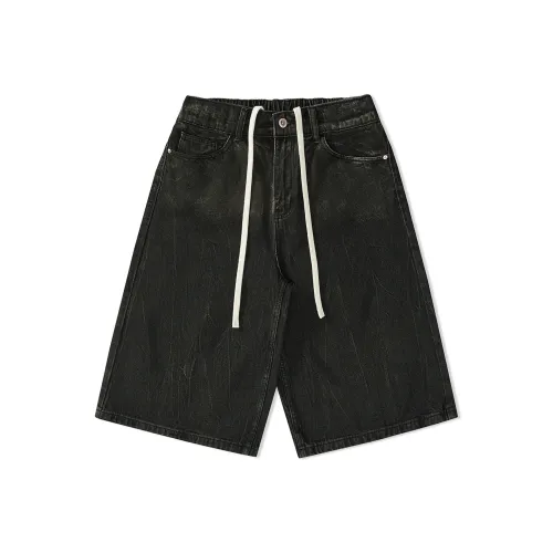 EPTISON Denim Shorts Unisex Smear Oil Black
