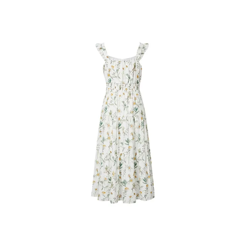 Hopeshow Sleeveless Dress Women's White Base Floral 619-1