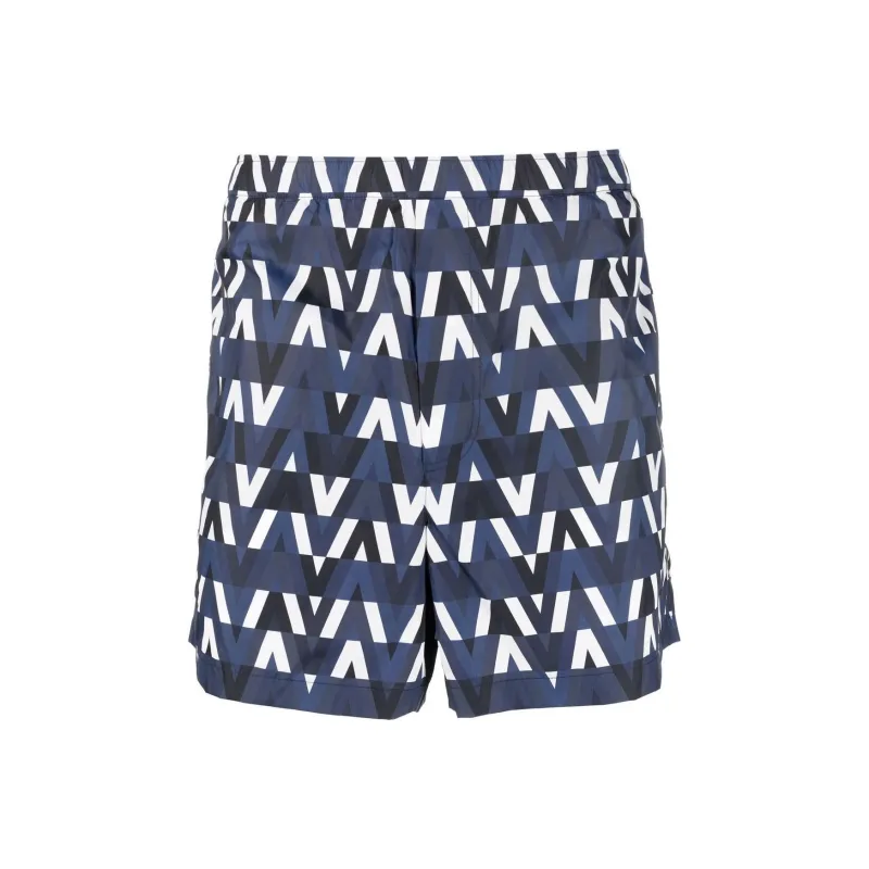 Valentino Optical All Over Logo Printed Swim Shorts-0