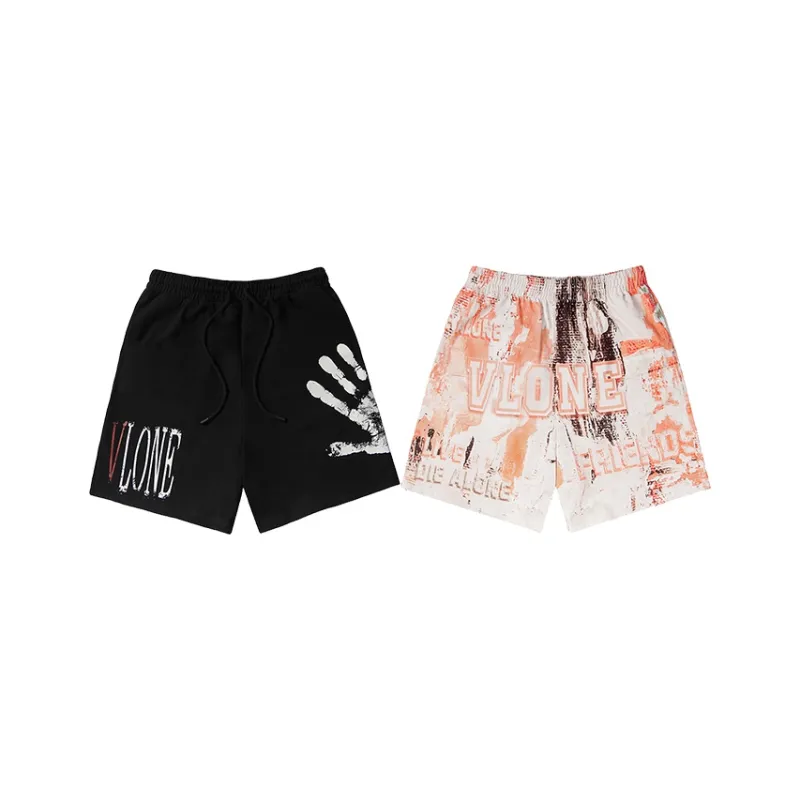 VLONE Casual Shorts Unisex Set Of 2 Black+Gray Pink-0