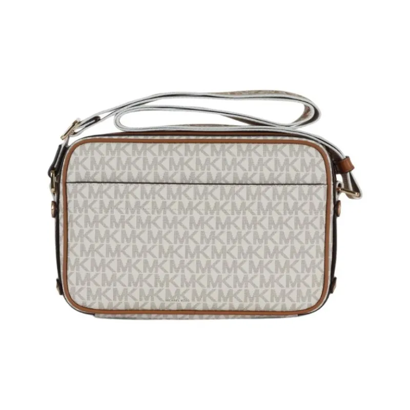 MICHAEL KORS PVC Shoulder Bag Women's Vanilla White & Acorn Brown-3