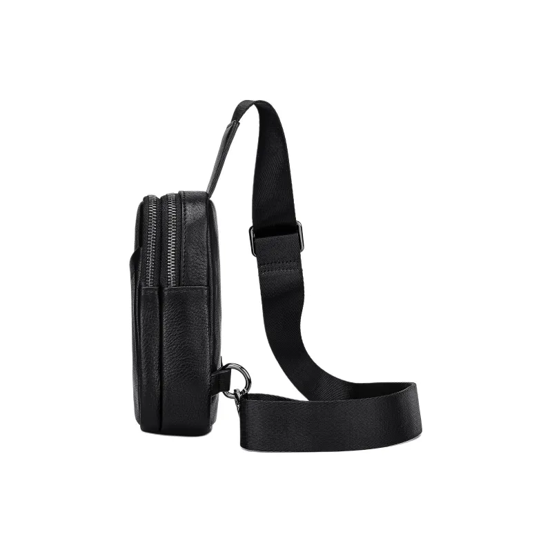 FAIRWHALE Cow Leather Sling Bag Men's Black-2