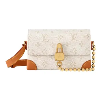 LOUIS VUITTON Steamer Monogram Canvas Wallet Mini Women's Ecru & Brown
