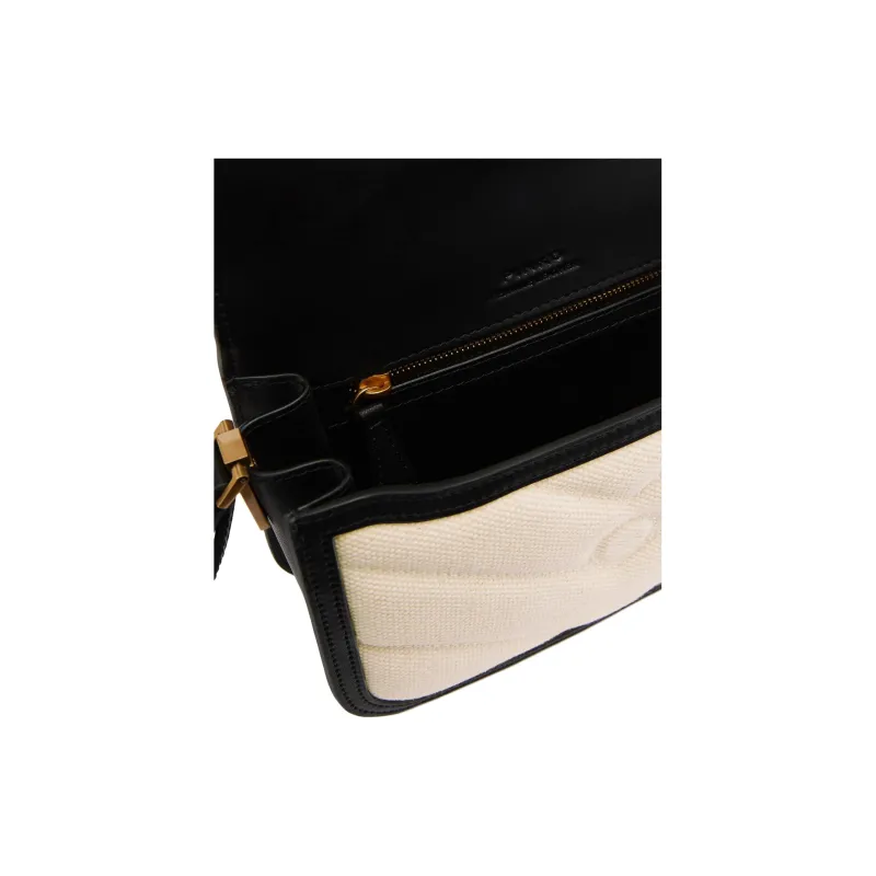 PINKO Fabric Crossbody Bag, Shoulder Bag Women's Beige & Black-3