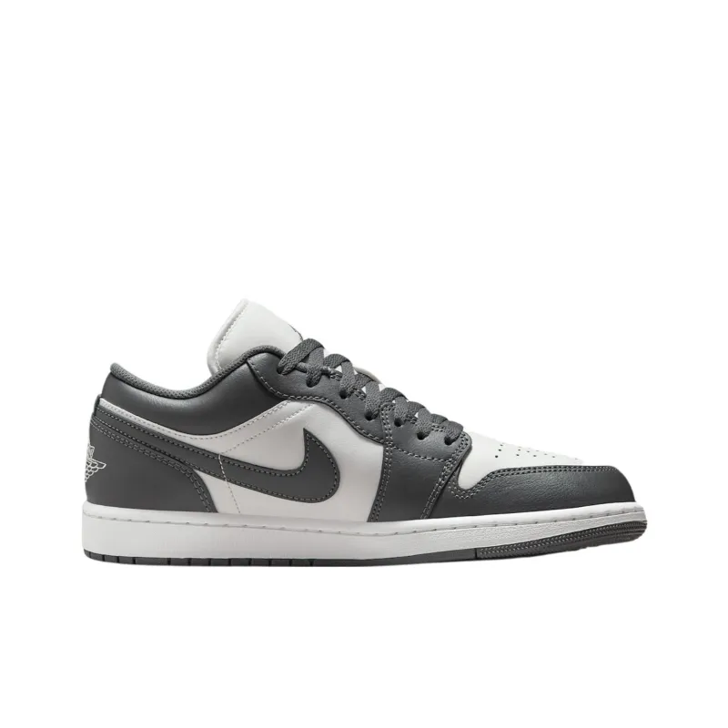Jordan Air Jordan 1 Anti Slip Wear Resistant Low Top Vintage Basketball Shoes Unisex Gray White-1