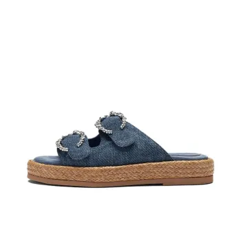 Le Saunda Rubber Sole Slide Slippers Women's Denim Blue