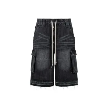 Merge Lab. Denim Shorts Unisex Washed Black Gray