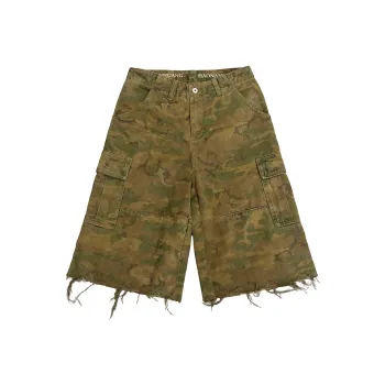 Haonanhuang Cargo Shorts Unisex Yellow Green Camouflage
