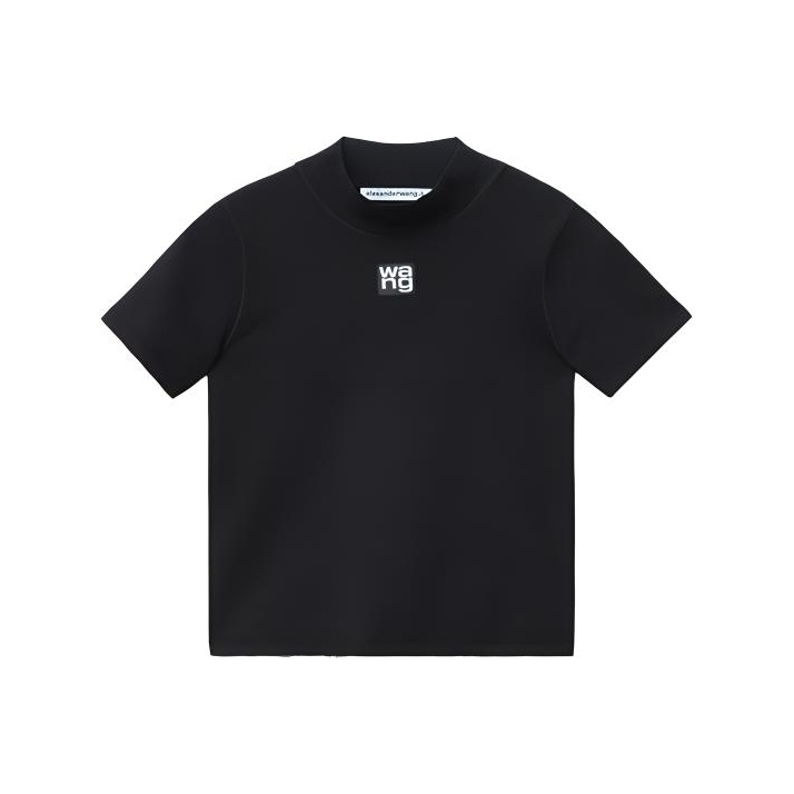 Alexander Wang - Alexander Wang high neck logo top✨ Alexander Wang High Neck Logo Top Black - POIZON