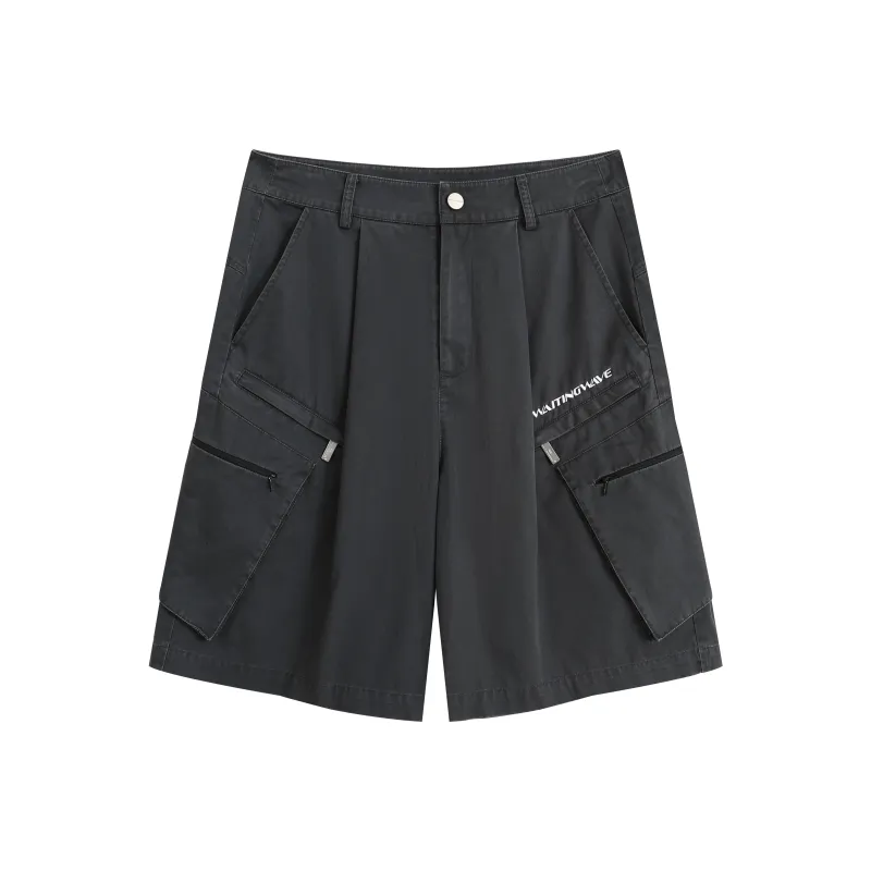 WAITINGWAVE Cargo Shorts Unisex Dark Gray-0