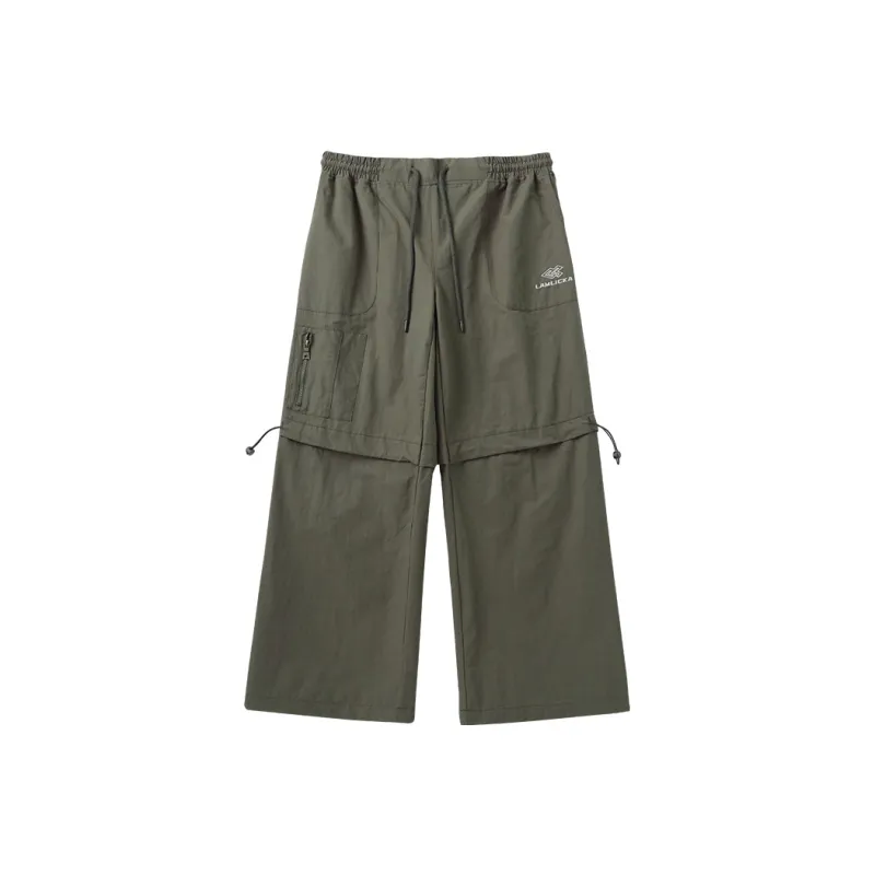 LAMLICKA Loose Fit Straight Casual Pants Unisex Olive-0