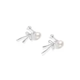Bowknot Pearl Stud Earrings White[Sterling Silver]
