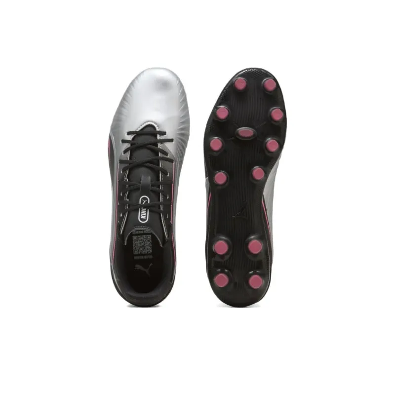 PUMA KING MATCH Artificial Ground Anti Slip Wear Resistant Soccer Shoes Unisex Silver Black-3