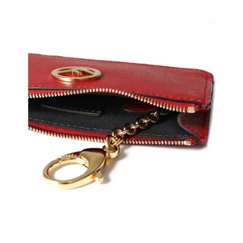 FENDI F Is Fendi Calfskin Coin Purse Card Holder Clutch Wallet Women's Red-4