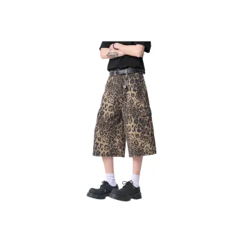 TBSM Denim Shorts Unisex Desert Leopard Print