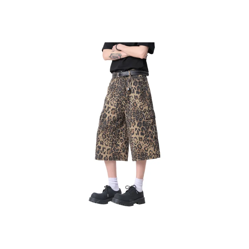 TBSM Denim Shorts Unisex Desert Leopard Print-0