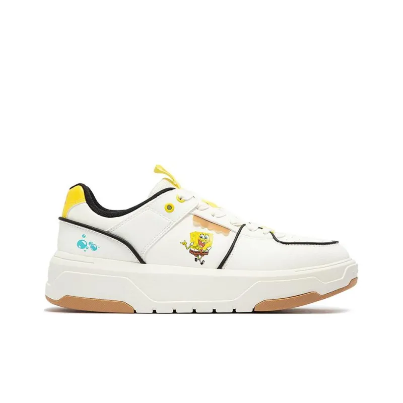 361° X SpongeBob SquarePants Co branded Series Skateboard Shoes Men Low Top Feather White/Acid Yellow-1
