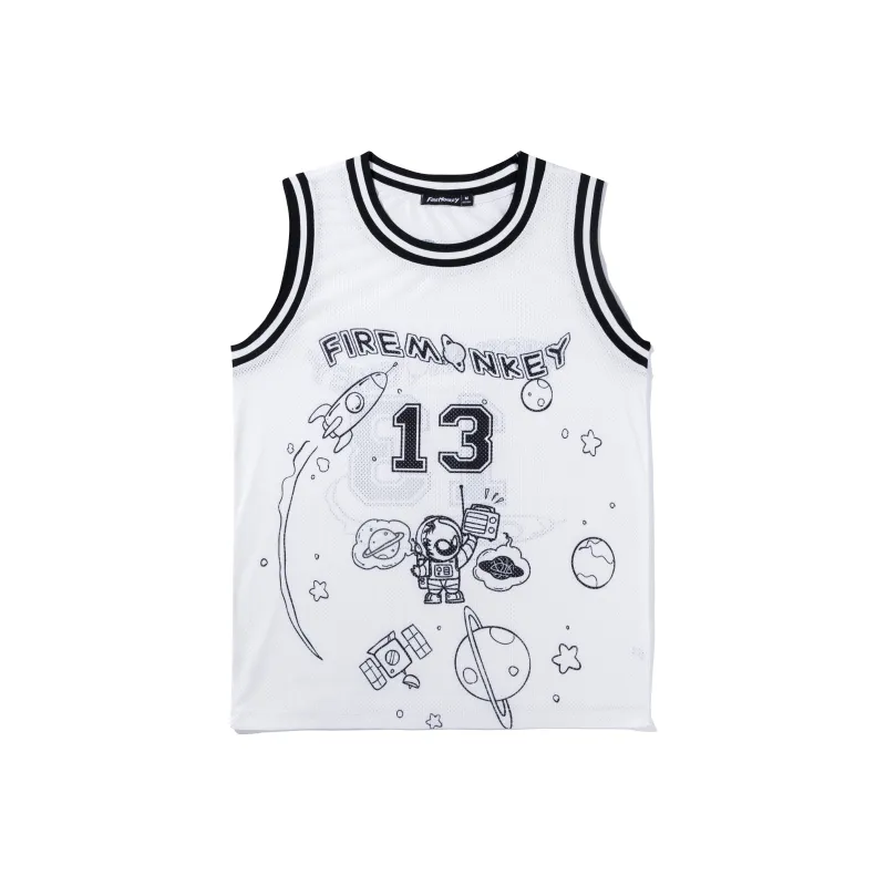FireMonkey Basketball Jerseys Unisex White-29