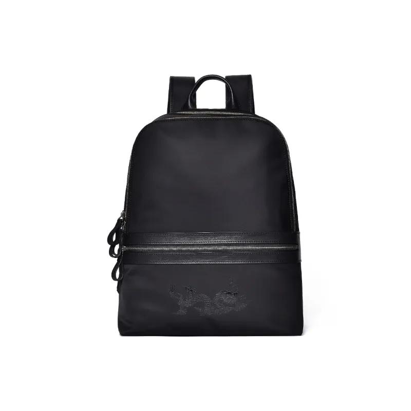 Bullrun Fabric With Cow Leather Backpack Men's Black-3