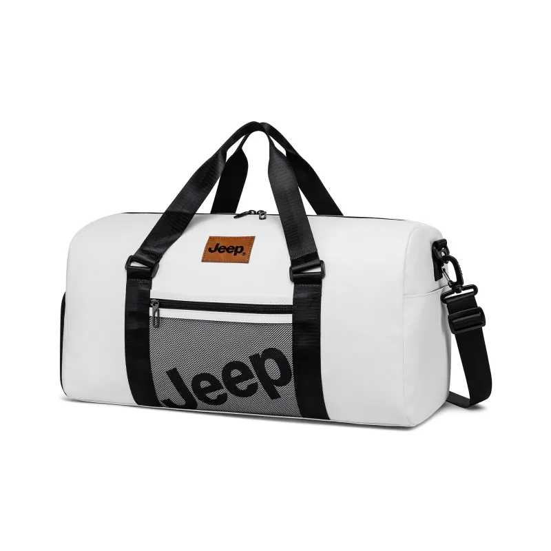 Jeep Nylon With PVC Travel Bag Unisex Black/Ecru-7