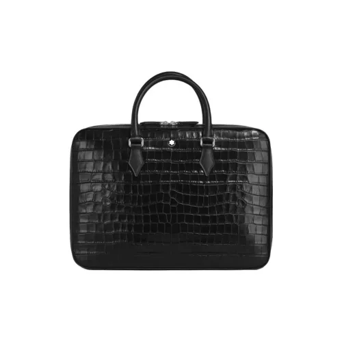 MONTBLANC Grain Cow Leather Storage Bag Handbag Women's Black