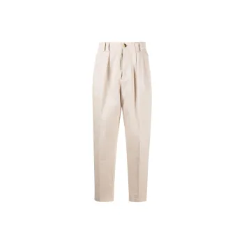 Brunello Cucinelli Mid rise Tapered Cotton Trousers
