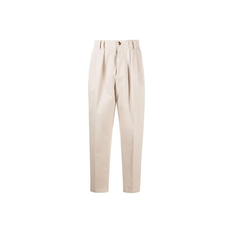 Brunello Cucinelli Mid rise Tapered Cotton Trousers-0