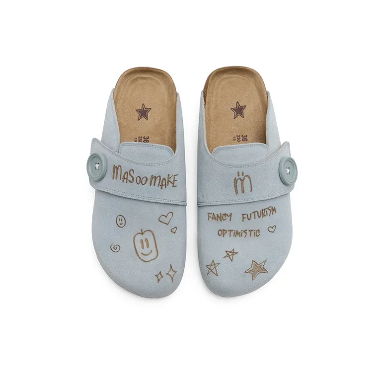 MASOOMAKE Rubber Sole Embroidery Closed Toe Slippers Women's-10