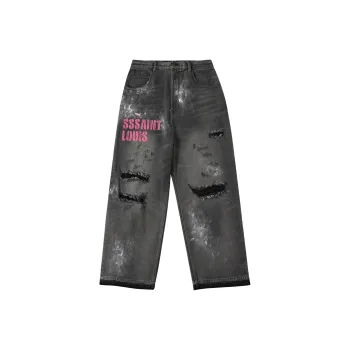SSSAINT LOUIS Casual Pants Unisex Washed Black