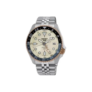 SEIKO Series 5 Automatic Mechanical Movement Stainless Steel Strap Watch 42.5mm Men's Watches Yellow Watch Dial