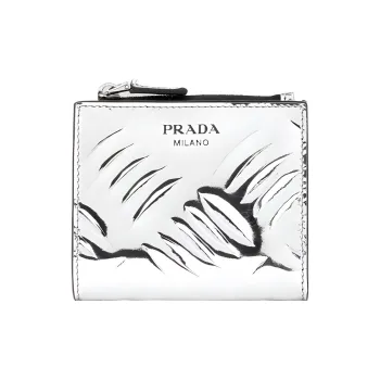 PRADA Leather Wallet Men's Silver