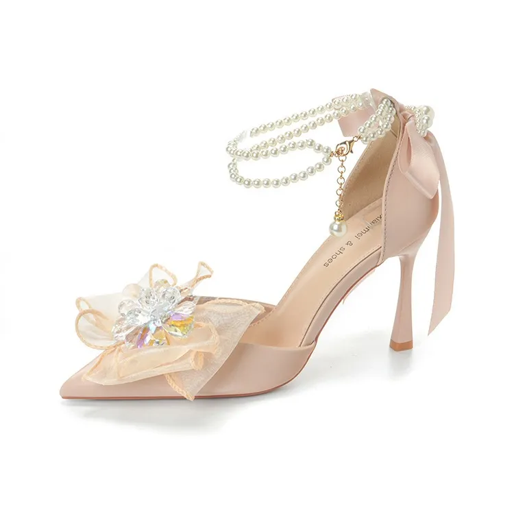 Lan Miao Slim Heel High Heels Women's Nude-0