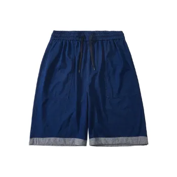 WAYNEXZAVIER Denim Shorts Men Dark Blue